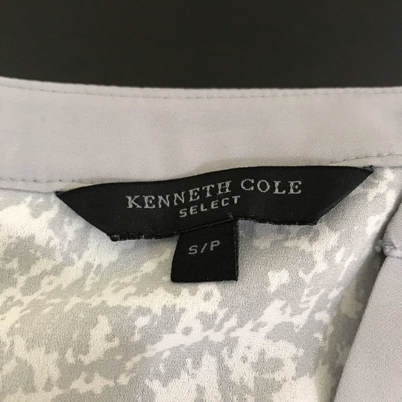 Kenneth Cole Select Women’s Blouse | Grey and White Split Neck Long Sleeve Top - Picture 9 of 12